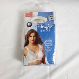 Playtex 18 Hour Wirefree Bra 4693 Size 42DD White Ultimate Shoulder Comfort Supp